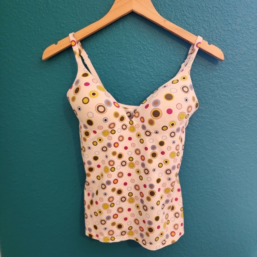 Victoria Secret Y2K White Polka Dot Retro Top Adjustable Straps Size 34D